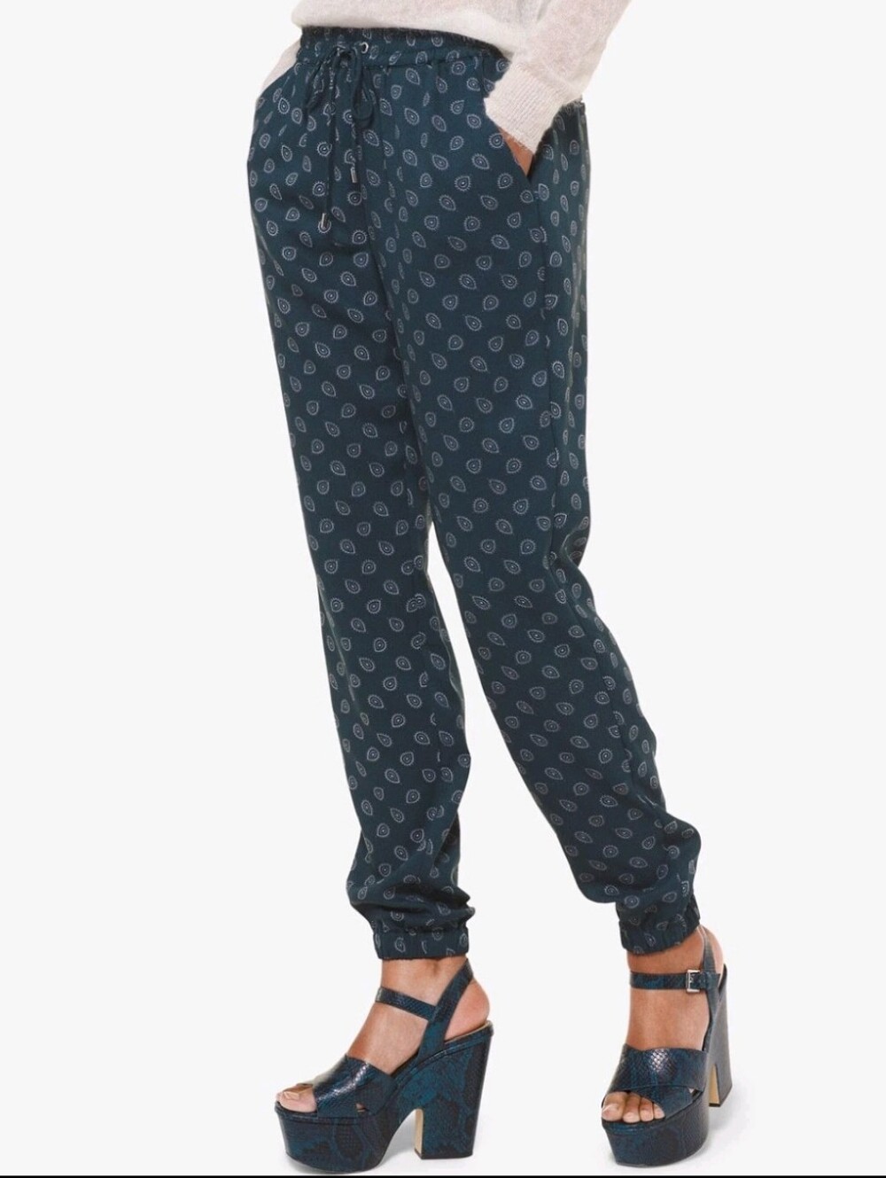 MICHAEL Michael Kors Navy Paisley-Print Drawstring Pants_M